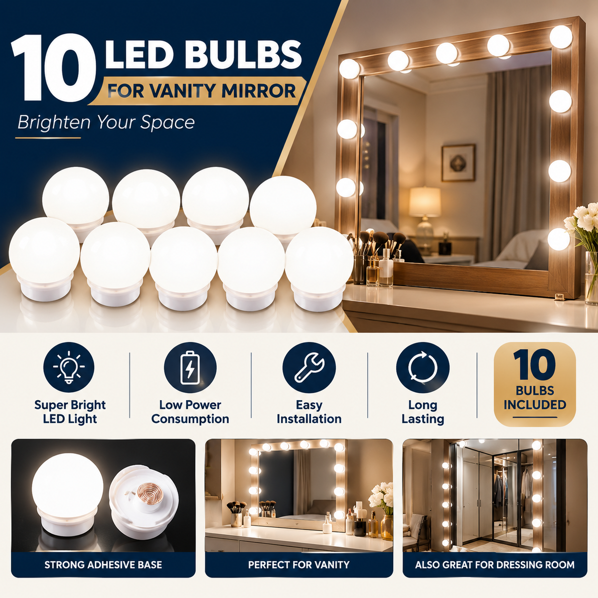 Pack of 10 Vanity Mirror